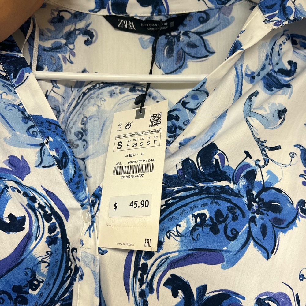 Zara Women’s Blue Floral Shirt